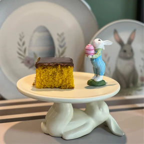 Prato Com Pé Em Cerâmica Coelho 17x8,5cm Portland